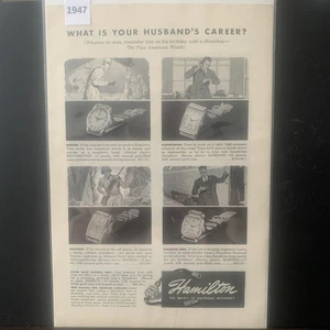 Vintage 1947 Hamilton What is Your Husband's Career Ad Advertisement - Picture 1 of 1