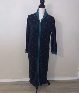 Bata larga Comfort & Co azul marino a lunares con cuello y cremallera - Imagen 1 de 9
