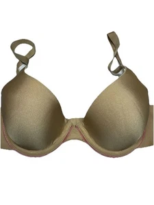 DKNY Bra Size 32B Beige Underwired Lined T-Shirt Adjustable Straps - Picture 1 of 9