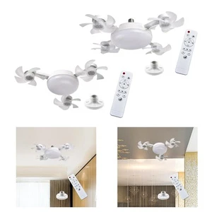 Ceiling Fan with Light Lighting Fixture and Remote Control E27 Socket LED - Picture 1 of 14