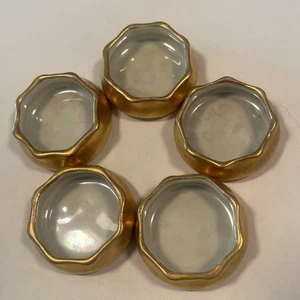 Vintage Set of 5 Lusterware & Gold Wavy Edge Open Salt Cellars - Picture 1 of 9