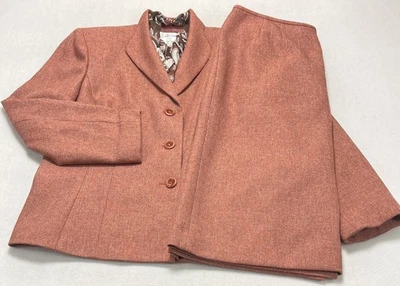 Le Suit Naranja-Marrón Forrado Tweed MIDI Falda Traje Para Mujer’s 14 Foto 1 de 4