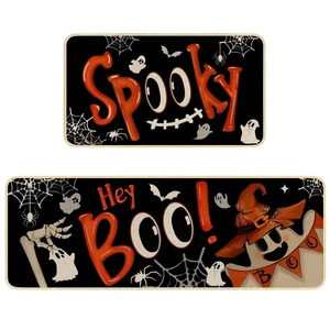 Halloween Kitchen Rugs Set of 2, Ghost Kitchen Mats for Floor,Halloween Hey B... - Bild 1 von 7
