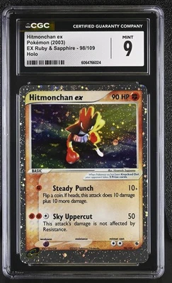 CGC 9 MINT Hitmonchan ex 2003 EX Ruby & Sapphire 98/109 Holo Pokemon Card - Image 1 of 2