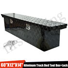 60"X12"X14" BLACK ALUMINUM PICKUP TRUCK TRUNK BED TOOL BOX TRAILER STORAGE+LOCK