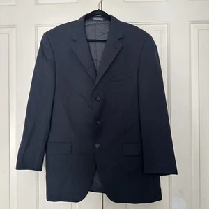 Vintage Loro Piana Mens Blazer Navy Blue Stripe Wool Suit Jacket Sport Coat 44L - Picture 1 of 14