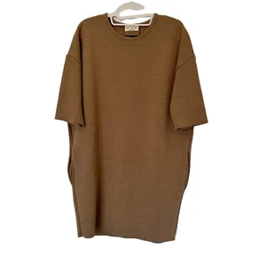 MA'RY'YA 100% Merinowolle Kleid S camel hellbraun Lagenlook minimalistisch modern - Bild 1 von 7