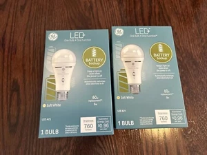 Lot of 2 GE LED Battery Backup Emergency Bulb 60W A21 760 Lumens NEW - Picture 1 of 3