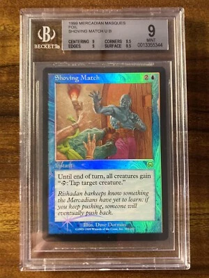 MTG✨SHOVING MATCH FOIL✨ Mercadian Masques BGS QUAD 9’s++ MINT Uncommon Pop 1 ! - Image 1 of 2