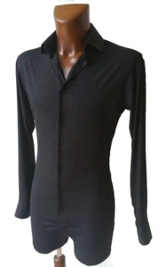 SPARKLE UNDER SPOTLIGHT MENS LATIN / PARTY BLACK BODY SHIRT ON SHORTS - Picture 1 of 7