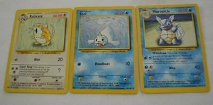 1999 POKEMON RATICATE 40/102 , SEEL 41/102 & WARTORTLE 42/102 - Picture 1 of 2