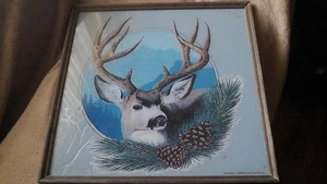 Beautiful Mule Deer Lithograph-Framed- Awesome Piece- 21 by 21" - Picture 1 of 4