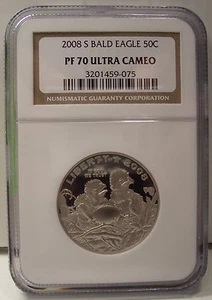 2008-S CLAD BALD EAGLE HALF DOLLAR 50C NGC PF 70 UCAM GEM LQQK - Picture 1 of 1