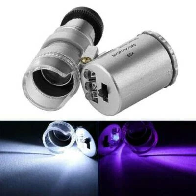 60X Magnifying Loupe Jewelry Eye Glass Magnifier LED Light Jewelers Loop Pocket - Image 1 of 4
