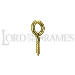 500 x 14mm Brass Plated Screw Eyes Small 14x1 Picture Frame Hanging 3.5mm Hole - Picture 1 of 2