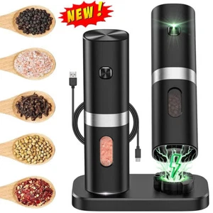 2PCS Electric Salt And Pepper Grinder Set, Rechargeable Salt & Pepper Mill NEW - Picture 1 of 13