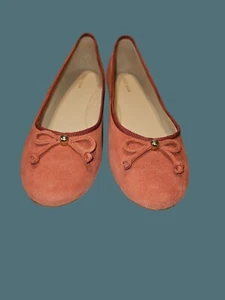 Cole Haan Suede Blush Pinkish Red Balletcore Bow Feminine Slip on Flats Women 9B - Picture 1 of 13