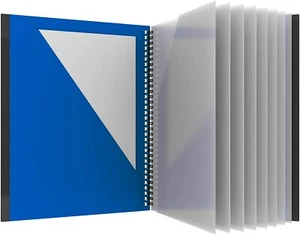 10 Pocket Folder, Sturdy Plastic Spiral Portfolio, Anti-Tear Edges, 8 Clear Pock - Picture 1 of 5