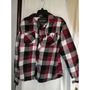 Machine Type Field Apparel Buffalo Plaid Flannel Shirt Burgundy Black White L - Picture 1 of 3