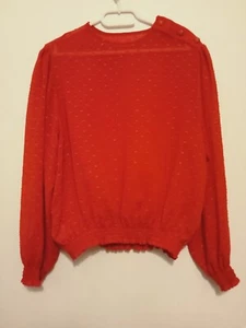 St Michael's Red Blouse With Shoulder Button Detail. Size M VGC - Picture 1 of 4