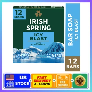 Irish Spring Icy Blast Bar Soap for Men, Mens Bar Soap, 12 Pack, 3.7 oz Soap Bar - Picture 1 of 12