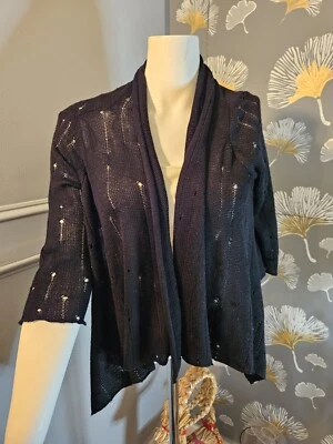 NEW WILLOW & CLAY Black Sequin Open Cardigan Shrug Dolman Sleeve Sweater M - Image 1 of 4