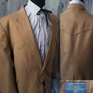 Circle S Western Yoke Men's Brown Faux Suede 52r Blazer Rockabilly 👉Gorgeous! - Picture 1 of 19