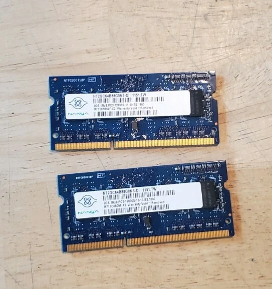 Nanya 4GB (2GB X 2) 1Rx8 PC3-12800S DDR3 1600MHz SO-DIMM Laptop RAM - Image 1 of 1