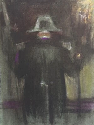 Dessin Jean Terles Homme portrait de garde tricolore esp. Daumier pastel 1930 - Photo 1/4