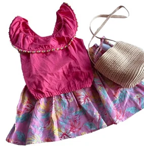 Tommy Bahama Kids Girls Tropical Floral Outfit 3-Pcs:Top, Skirt & Purse SZ 10/12 - Picture 1 of 9