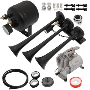 Kit de bocina de aire de tren de 3 trompetas para camión tren furgoneta 150 PSI compresor tanque de 0,5 G - Imagen 1 de 10