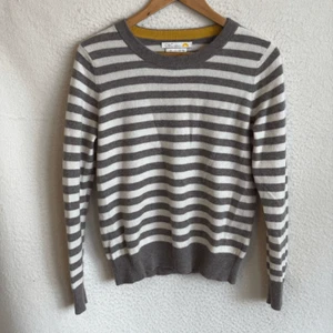 C&C California Cashmere Sweater Women’s Large Ivory Grey Stripe - Picture 1 of 7