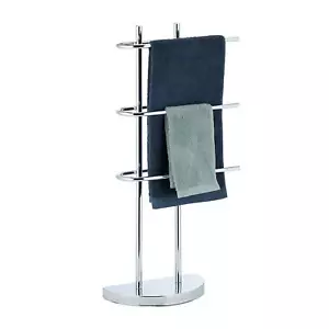 Relaxdays argent Porte chrome 3 barres salle de bain support serviettes socle... - Foto 1 di 7