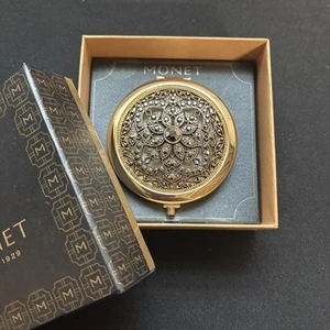 Monet Collectible Enamel Keepsake Rhinestone Mirror Compact - Picture 1 of 5