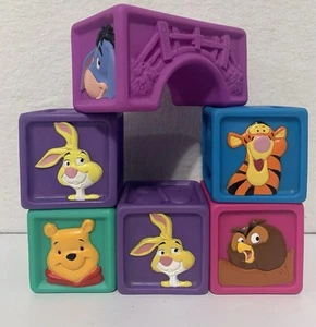 Disney Winnie The Pooh & Friends Soft Rubber Toy Blocks Lot Of Six - Vintage TY1 - Picture 1 of 1