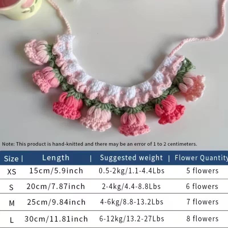 Bandana floral rosa ajustable hecha a mano para mascotas Foto 1 de 1