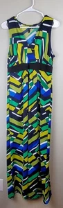 New Directions Maxikleid Größe M V-Ausschnitt ärmellos blau grün - Bild 1 von 8