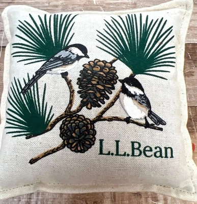 L.L. Bean Decorative Pillow With Birds & Pinecones Design Beige Small - Image 1 of 3