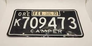 OREGON CAMPER LICENSE PLATE - K709473 Tag FEB 1972 - Picture 1 of 3