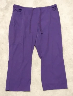 Pantalones Médicos Para Mujer 2X Cintura Elástica Púrpura con Bolsillos Corbata Frontal Foto 1 de 4