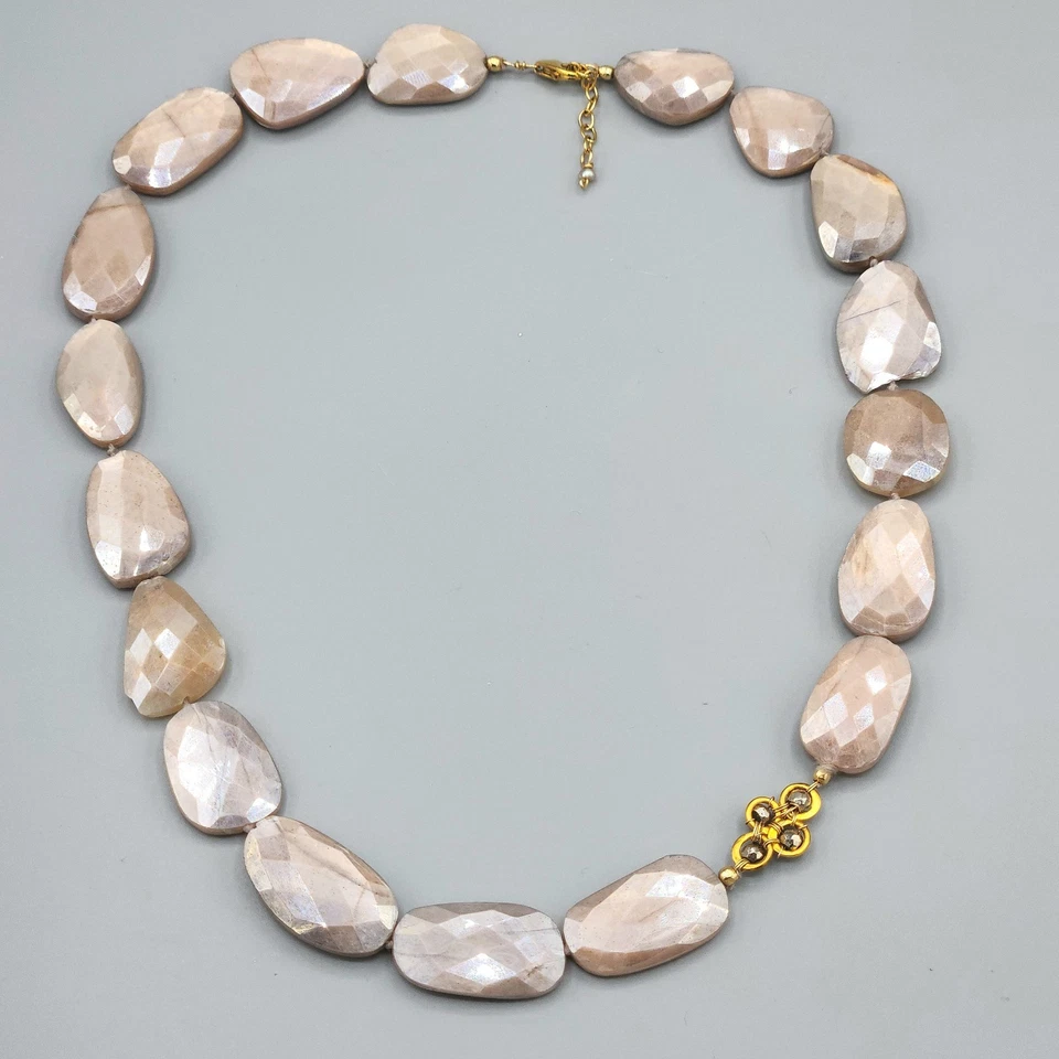 Collar de relleno de oro de 14 k con cuentas facetadas de mica piedra lunar mística 16" 36,2 g Foto 1 de 4