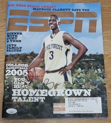 克里斯·保罗签名维克森林ESPN杂志JSA — 第 1/2 张图片