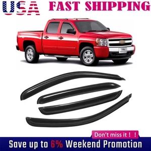 In-Channel For 2007-13 Chevy Silverado GMC Crew Cab 1500 Window Visor Rain Guard - Picture 1 of 17