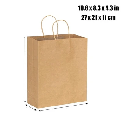 50-200x Bolsa de Papel Kraft Fiesta Compras Bolsas de Regalo Mercancía Minorista con Asas Foto 1 de 4