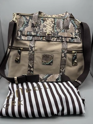 Henri Bendel handbag Jetsetter Snake Purple Satin Lining Lock RARE Bag - Image 1 of 4