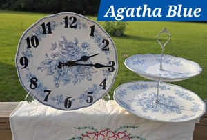 NEW PIONEER WOMAN AGATHA BLUE custom Made Clock & Tier Tray Set - Picture 1 of 8