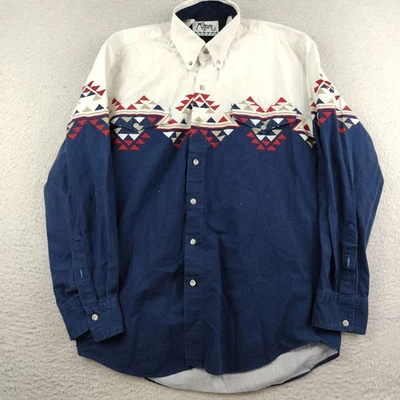 Vintage Roper Shirt Men's Medium Button Up Cowboy Western Aztec Red White Blue - Image 1 of 4