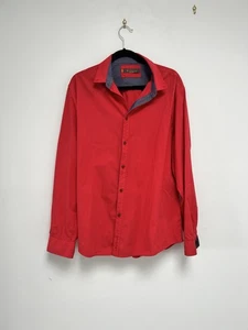 Ben Sherman Men Long Sleeve Signature Shirt Red Button up Size XXL 100% Cotton - Picture 1 of 7