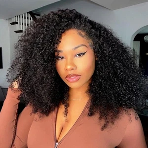 Kinky Curly Half Wig Human Hair 200 Density 3 In 1 Seamless Flip Over Half Wi... - Picture 1 of 7