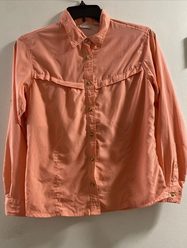 White Sierra Think Outside Fishing Women M Long Sleeve Peach Button Down Shirt - Image 1 of 4